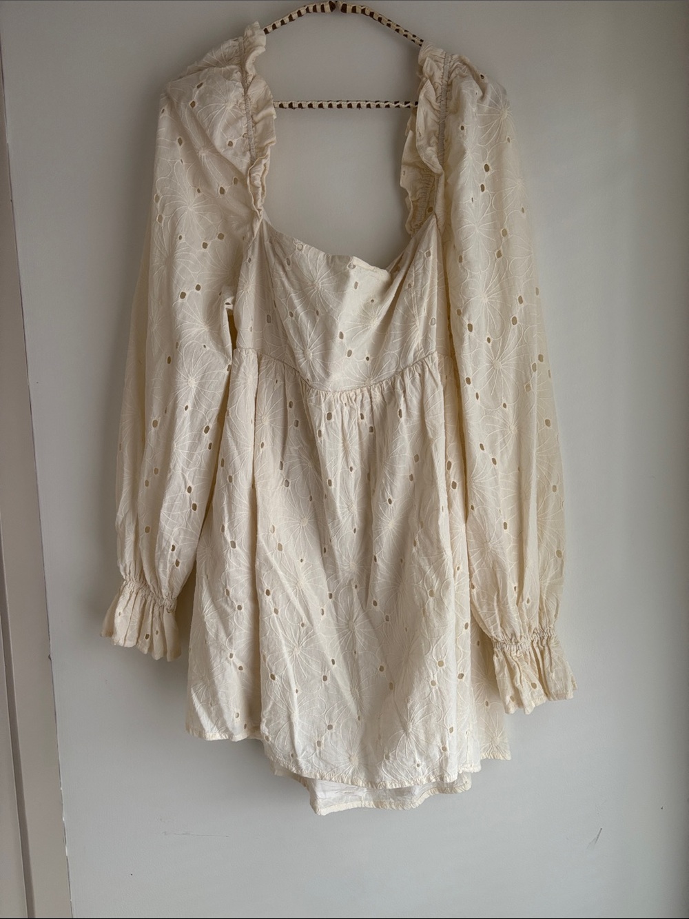 Lovers + Friends Cream Eyelet Mini Dress
